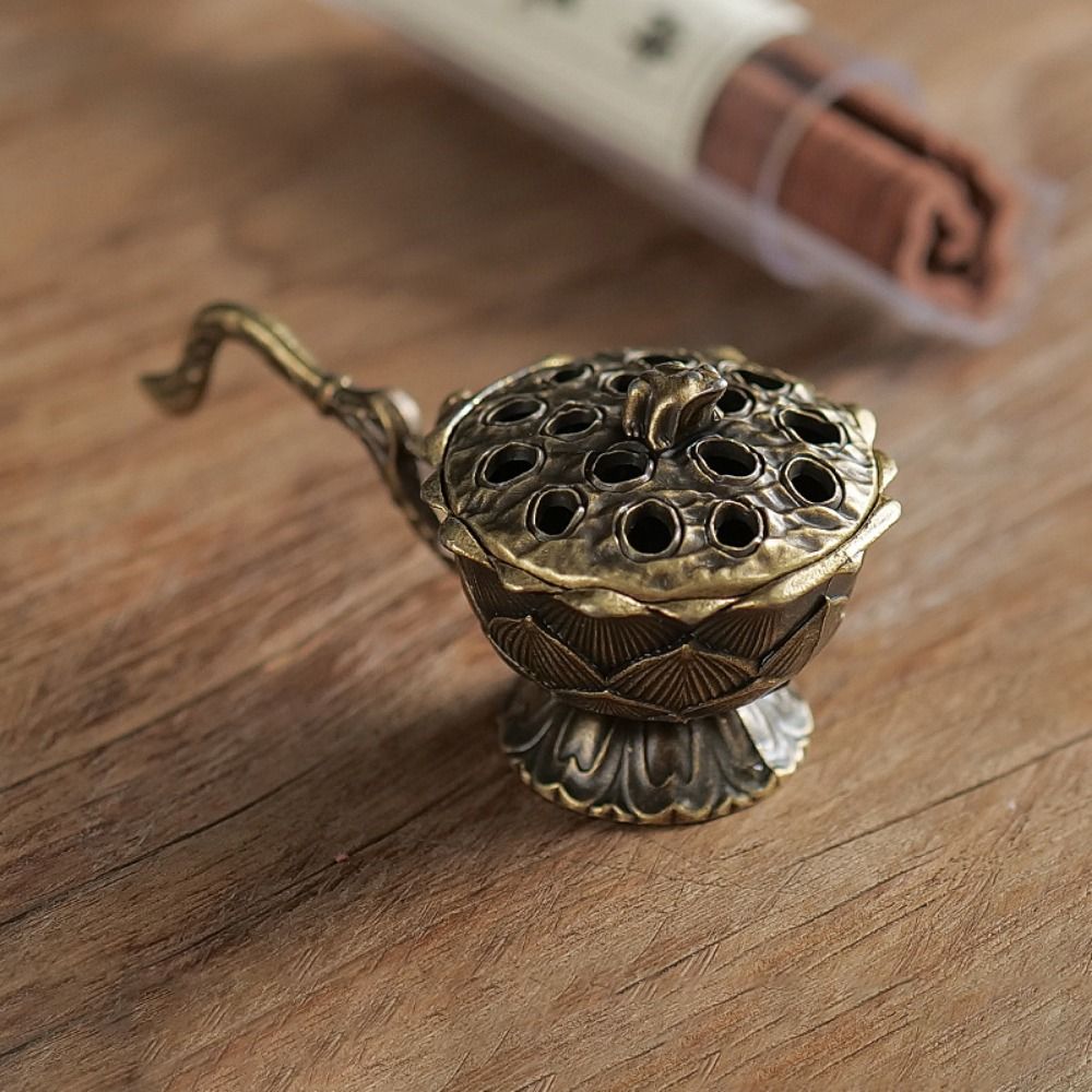 Incense Cone Holder - เตาเผาเครื่องหอมสไตล์จีนใหม่ ทำจากโลหะผสมสังกะสี รูปทรงดอกบัว แมวกวัก เทพเจ้าแห่งความมั่งคั่ง พร้อมสัญลักษณ์มงคล