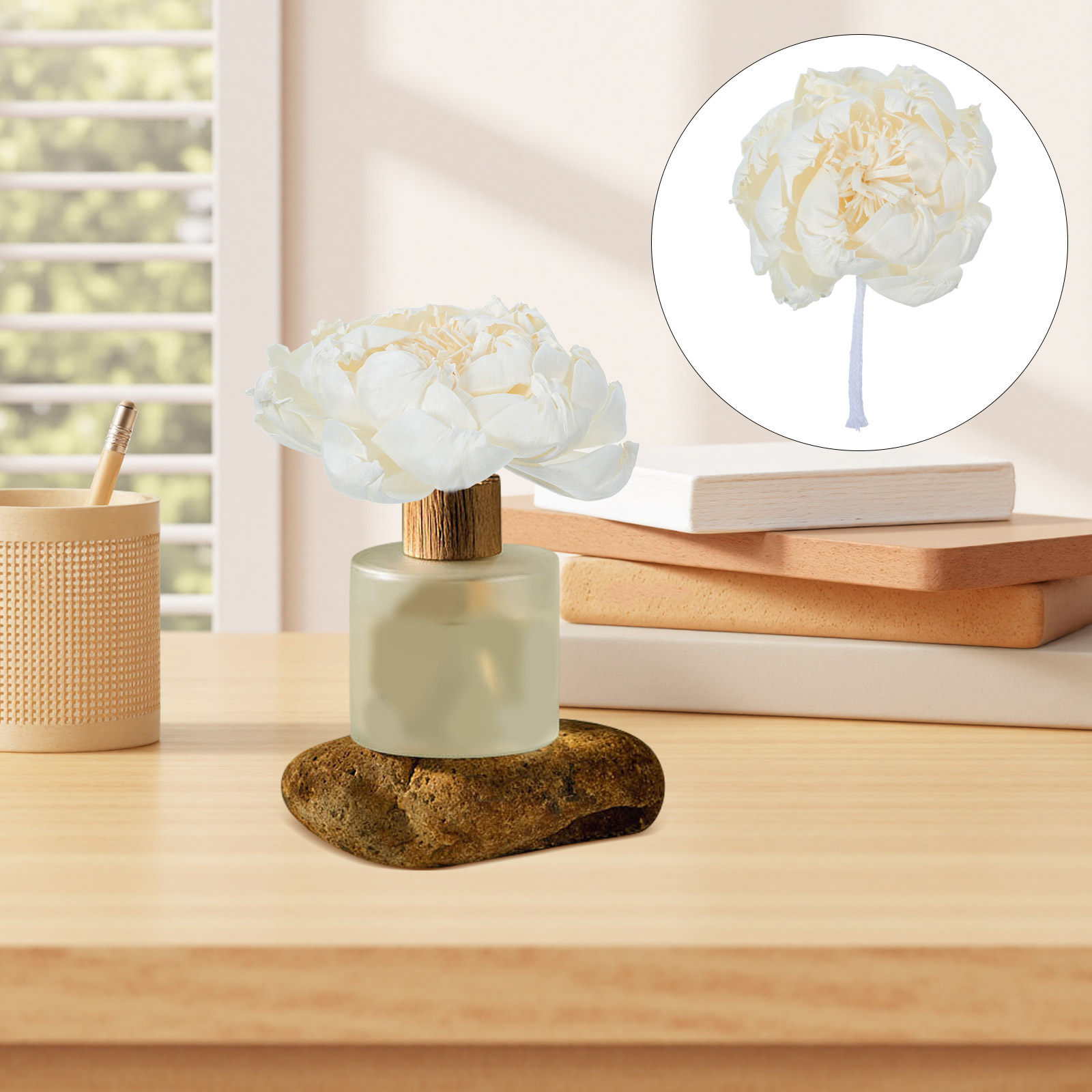 Home And You Fragrance Diffuser - เครื่องกระจายกลิ่นหอมดอกโบตั๋น ขนาด 12 ซม. ดอกโบตั๋นเทียมสำหรับตกแต่ง พร้อมกลิ่นหอมน้ำมันหอมระเหย