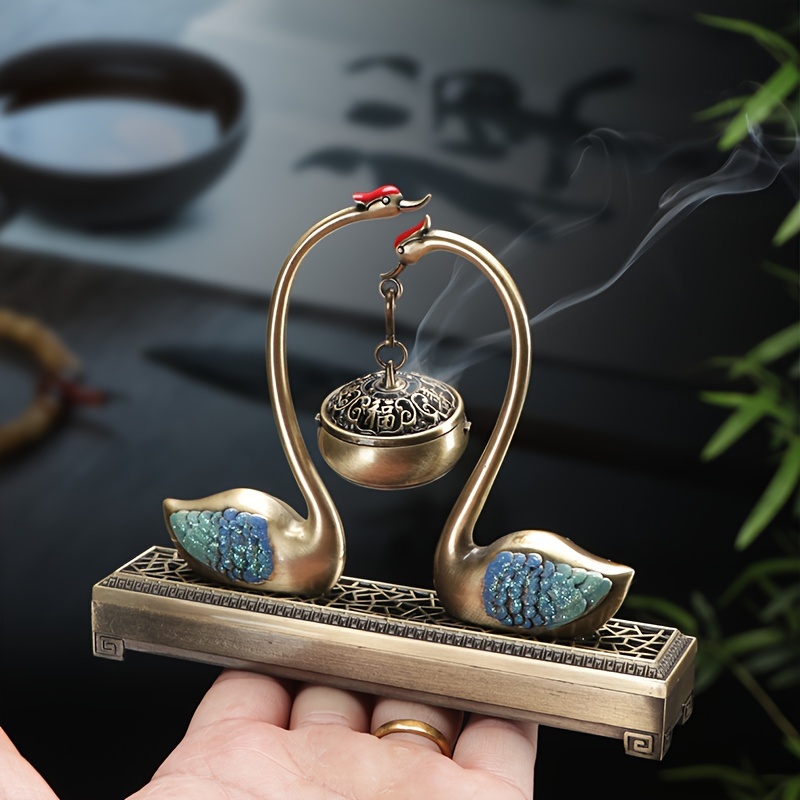 Incense Cone Holder - เตาเผาเครื่องหอมจีนอเนกประสงค์รูปทรงสวอนเลค ของตกแต่งโต๊ะทำงานในบ้าน ที่วางเครื่องหอมอโรมาเธอราพี ของตกแต่งบ้าน