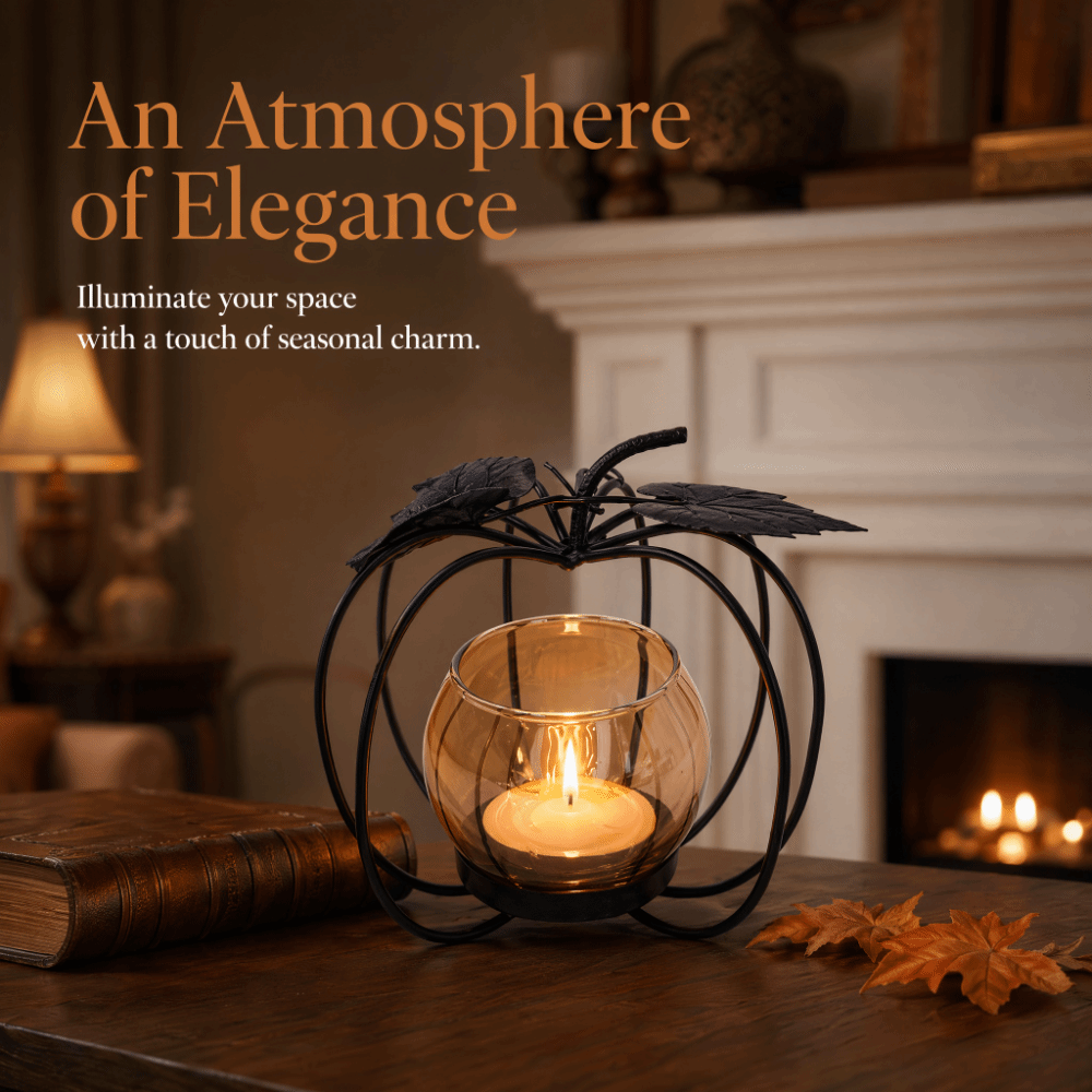 Amber Jar Candle - เชิงเทียนเหล็กแก้วพร้อมถ้วยสีเหลืองอำพัน วัสดุผสมเหล็กและแก้ว ของตกแต่งกลางโต๊ะ