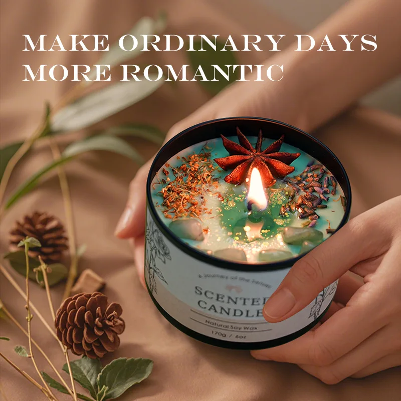 Home Fragrance Scented Candle - เทียนอโรมาคริสตัลสร้างสรรค์ 6 ออนซ์ - ตกแต่งกลิ่นหอมติดทนนาน ของขวัญที่ไม่ซ้ําใครสําหรับผู้หญิง