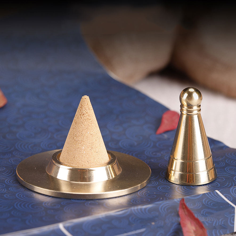 Incense Cone Holder - ชุดแม่พิมพ์กรวยธูปทองแดงพร้อมอุปกรณ์ขึ้นรูป DIY ชุดอุปกรณ์ทำที่วางธูปสำหรับโยคะ การทำสมาธิ และวัด อุปกรณ์เสริม