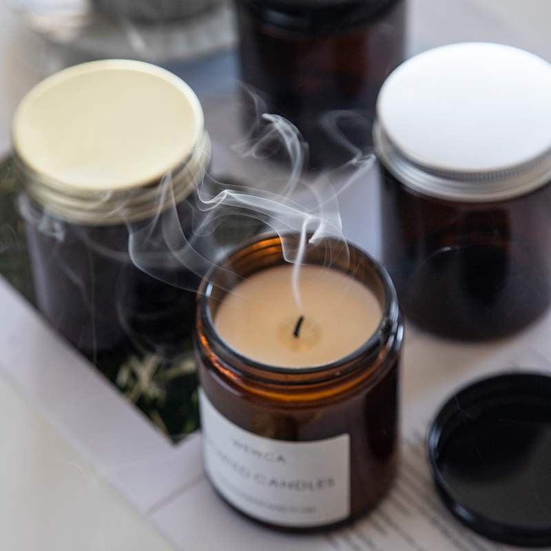 Amber Jar Candle - Amber แก้วเทียนพร้อมฝาปิด,รอบเครื่องสําอางค์ Empty Jar,DIY เทียนอโรมา,Salon โลชั่นครีม,100