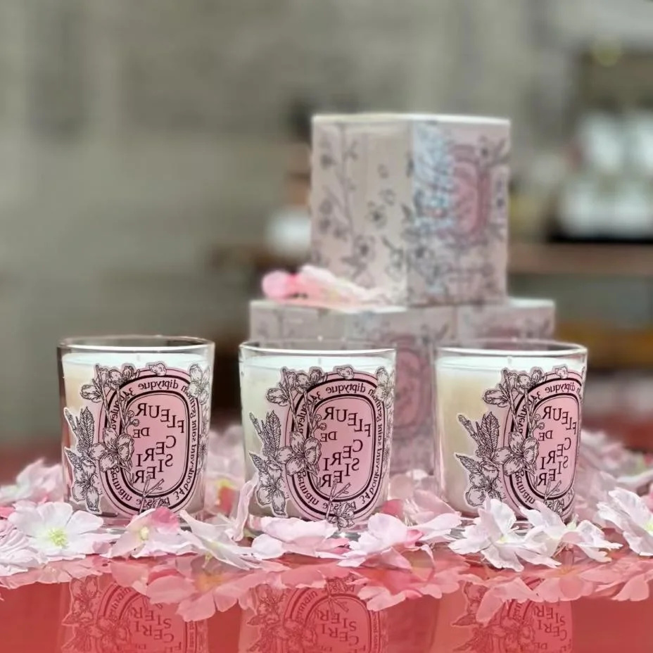 Home Fragrance Scented Candle - เทียนหอมกลิ่นซากุระแบบโรแมนติกจำนวนจำกัดเทียนหอมกลิ่นซากุระของขวัญที่มีคุณภาพสูงน้ำมันหอมระเหยการตกแต่งบ้านกลิ่นหอม