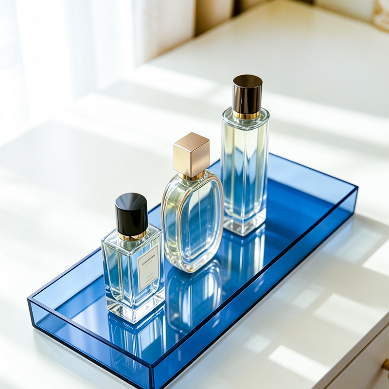 Home Fragrance Luxury - ถาดเก็บของอะคริลิกทรงสี่เหลี่ยมหลากสี, ถาดโชว์เครื่องสำอางและน้ำหอมสุดหรู, ถาดตกแต่งโต๊ะทำงานในบ้าน, ถาดเก็บของอะคริลิกหนาแบบมุมฉาก, มีหลายสีให้เลือก ได้แก่