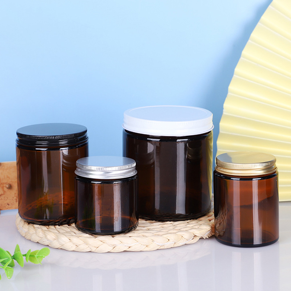 ถ้วยเทียนแก้วทรงกลมสีน้ําตาลแล - Amber Jar Candle บทวิจารณ์และราคา