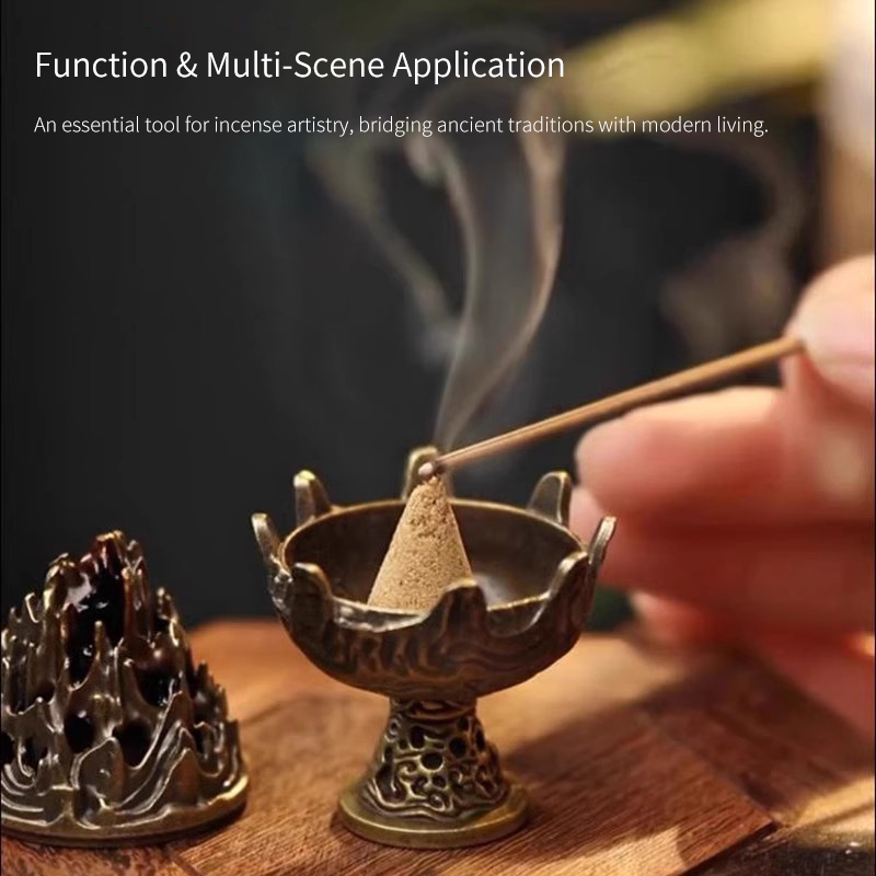 เตาเผาธูป Boshan ทำมือจากโลหะผ - Incense Cone Holder บทวิจารณ์และราคา