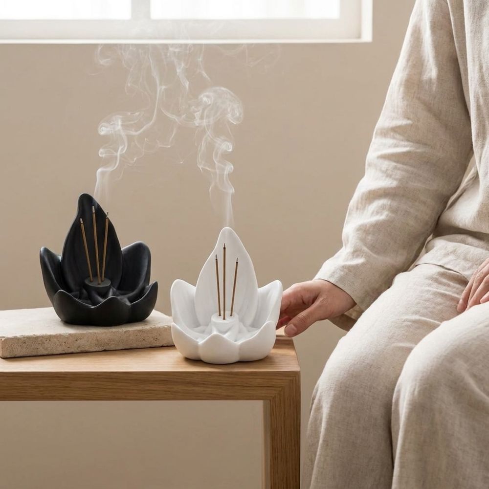 เตาเผาธูปแบบจีนลายดอกบัว 3 รู  - Incense Cone Holder บทวิจารณ์และราคา