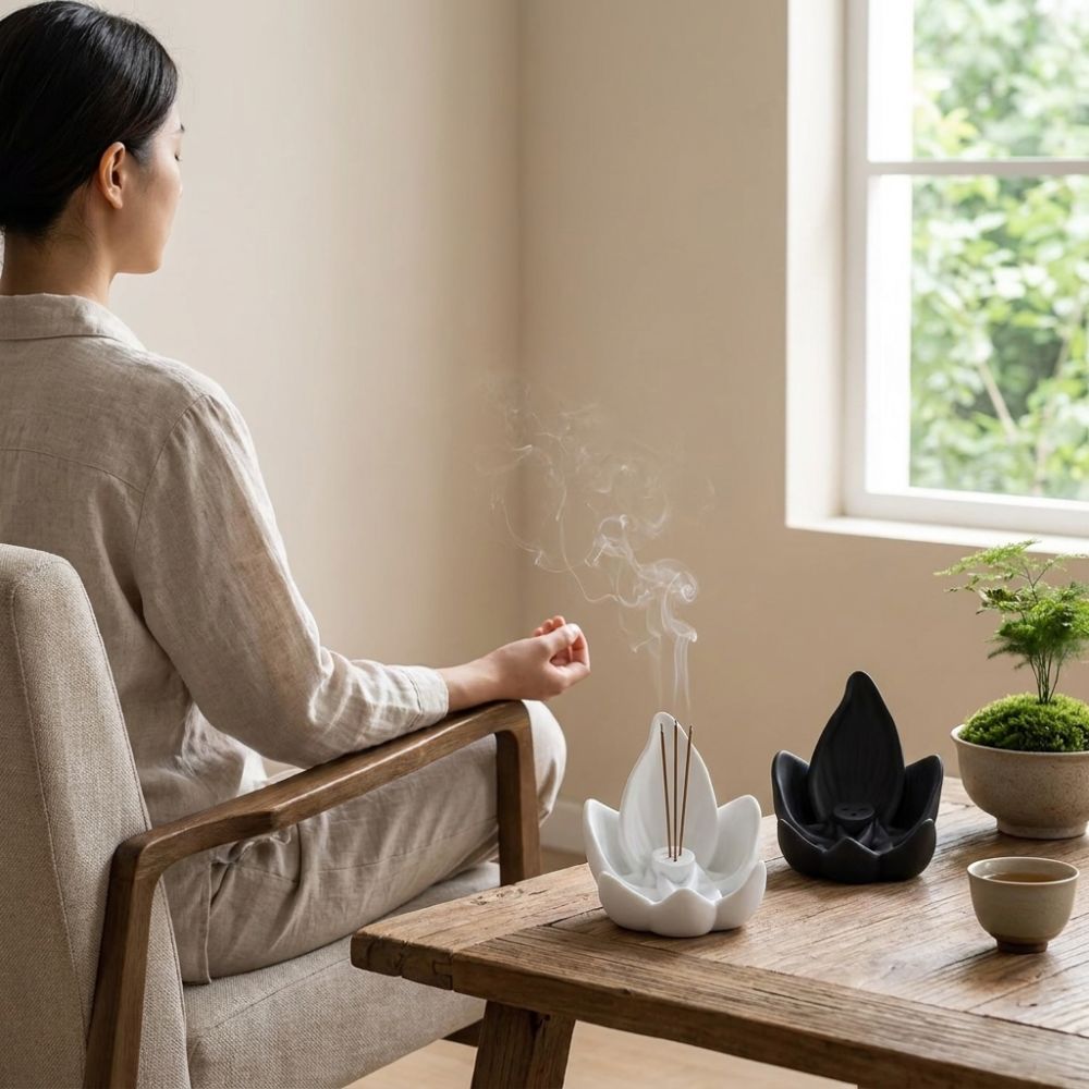 เตาเผาธูปแบบจีนลายดอกบัว 3 รู  - Incense Cone Holder บทวิจารณ์และราคา