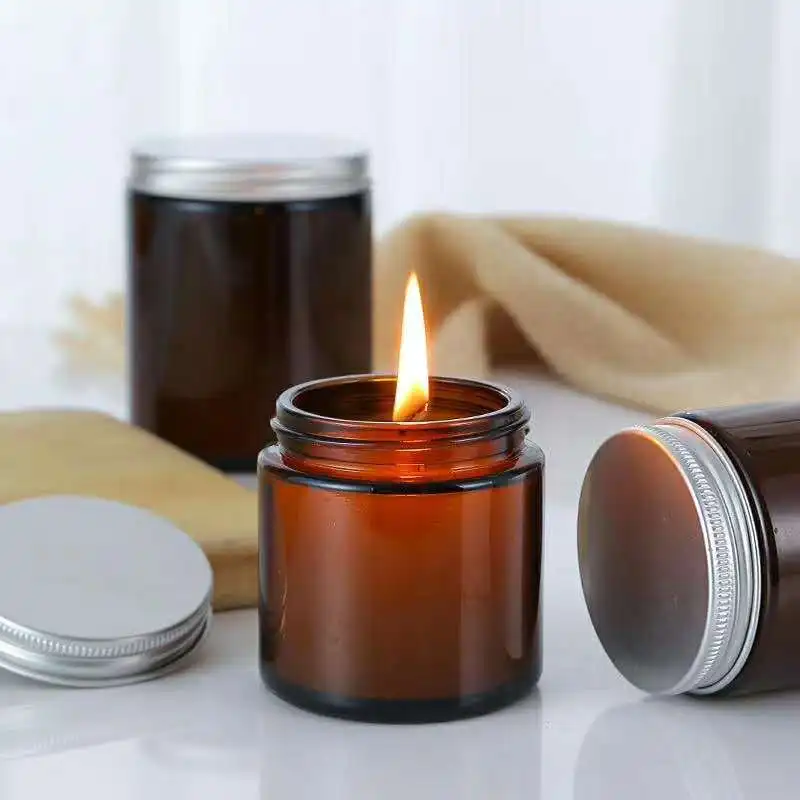 6 PC 100/250ml Amber แก้วเทียน - Amber Jar Candle บทวิจารณ์และราคา