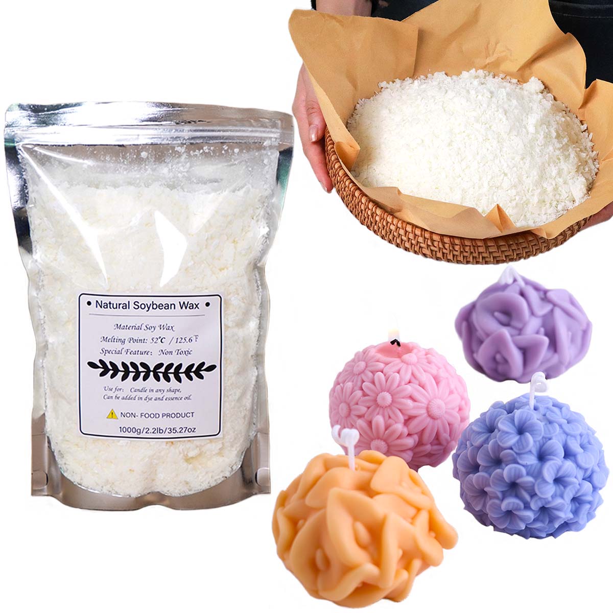 100/250/500/1000g ขี้ผึ้งถั่วเ - Soy Wax Flake บทวิจารณ์และราคา