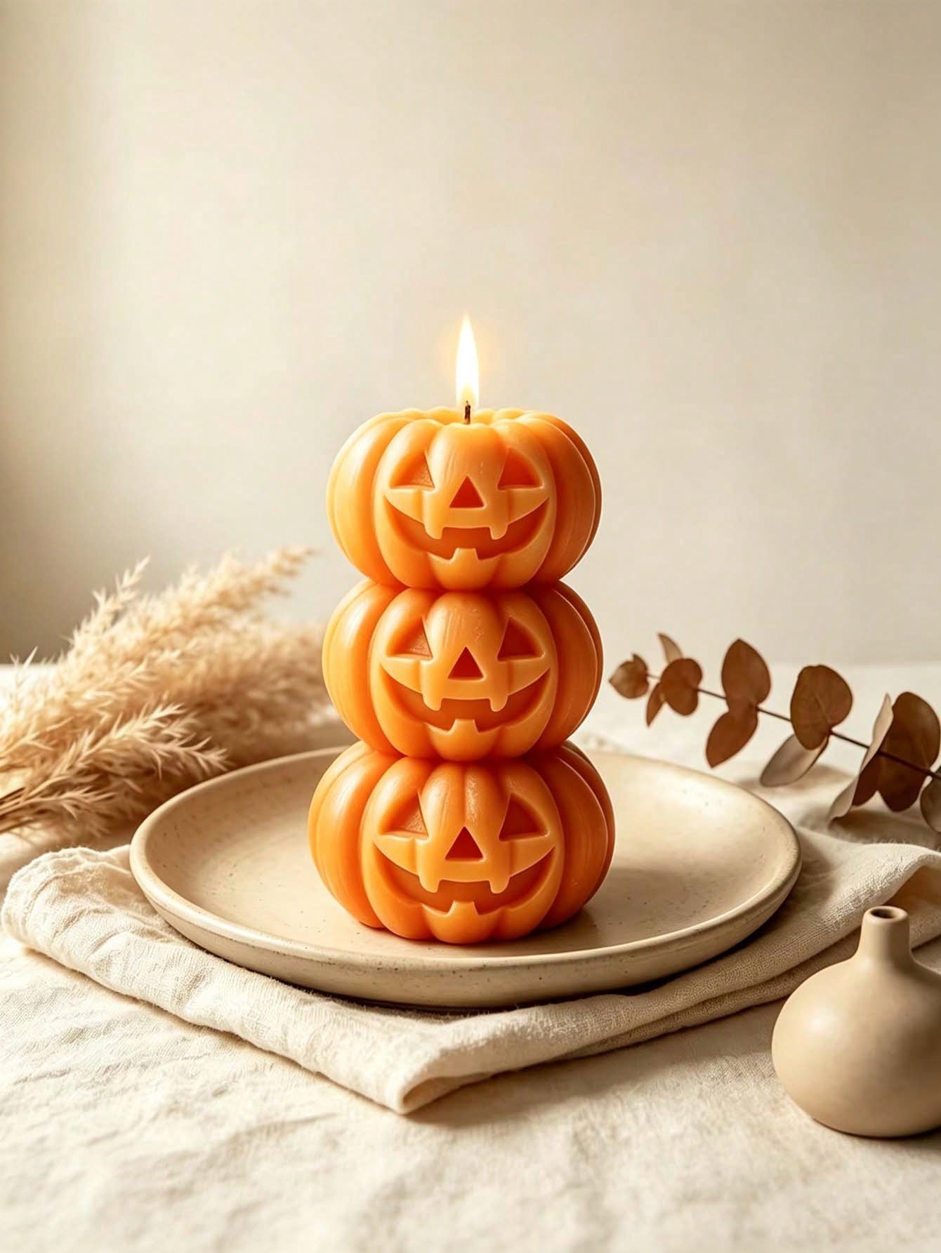เทียนรูปฟักทอง 3 ชั้นสำหรับฮาโ - Home Fragrance Scented Candle บทวิจารณ์และราคา