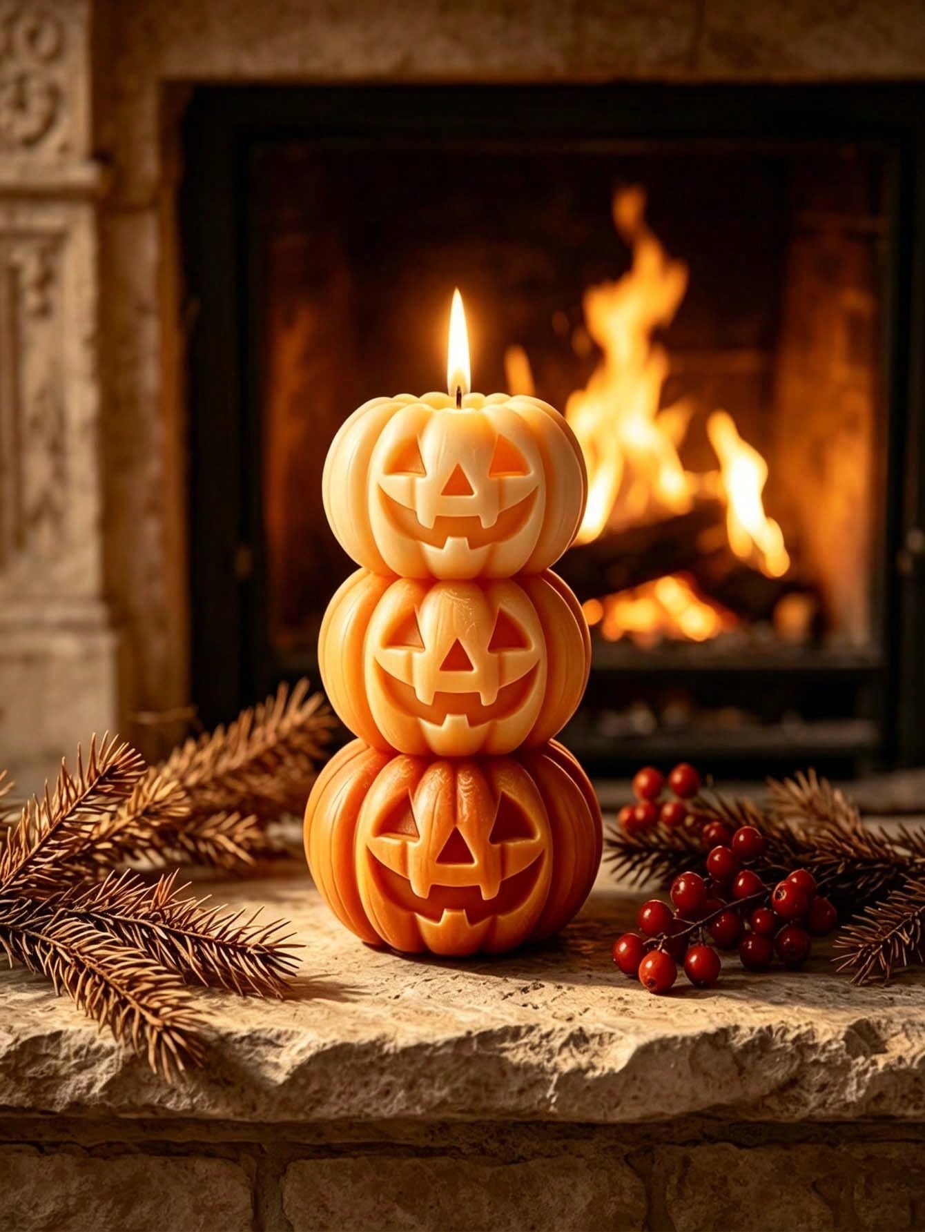 เทียนรูปฟักทอง 3 ชั้นสำหรับฮาโ - Home Fragrance Scented Candle บทวิจารณ์และราคา